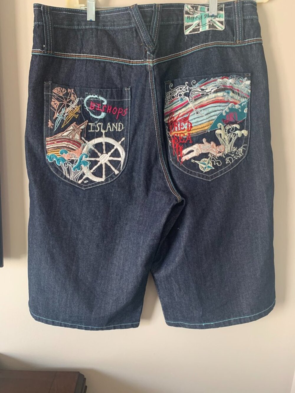Artful Dodger Embroidered Denim Shorts | Size 36 | Y2K Streetwear